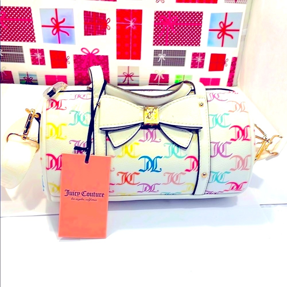 NWT Juicy Couture Multicolor Monogram White Top Handle Crossbody Bags - Picture 3 of 15